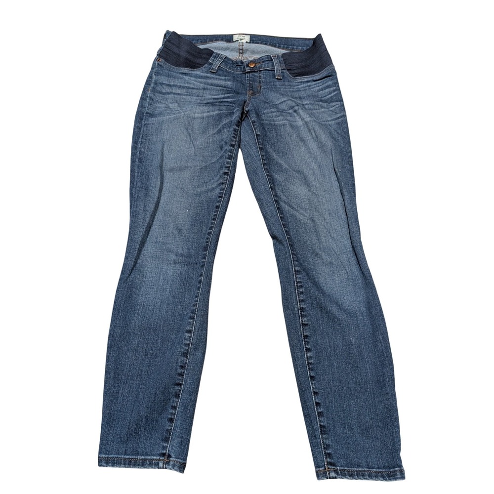 J.Crew Maternity Jeans Women 29 Blue Toothpick Skinny Elastic Side Panel Denim